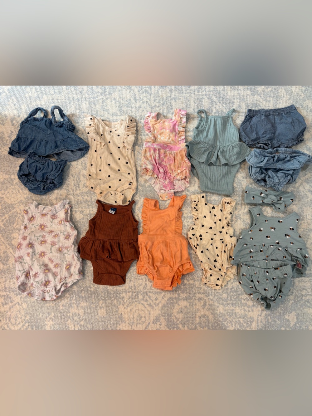Assorted baby girl Ruffle Romper - 0-3 month bundle.